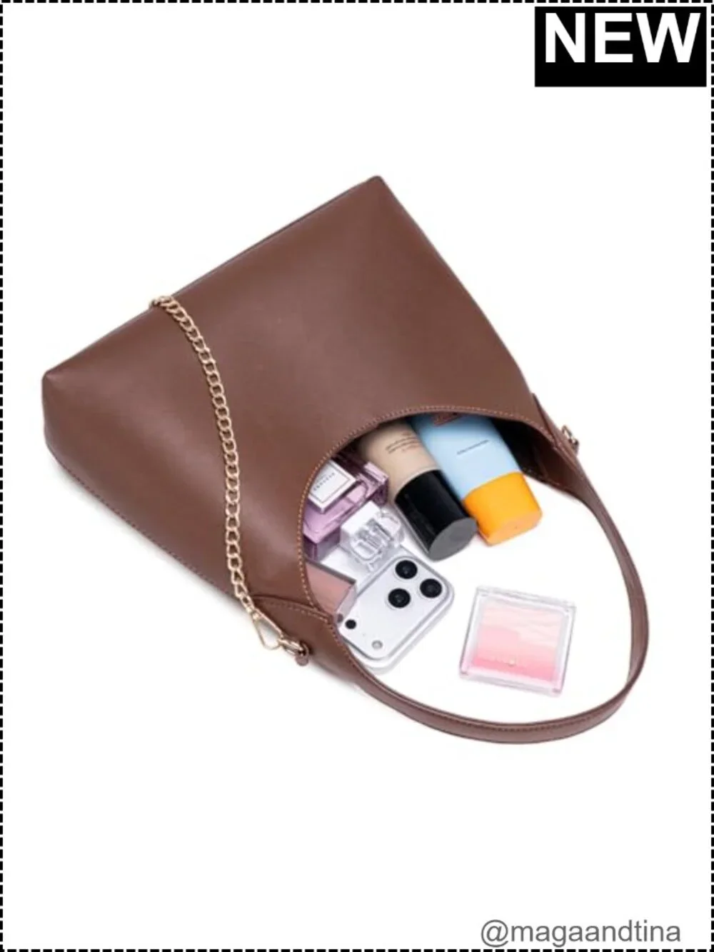 Trendy Faux Leather Crossbody Hobo Bag Women Shoulder Handbag Purse with Chain